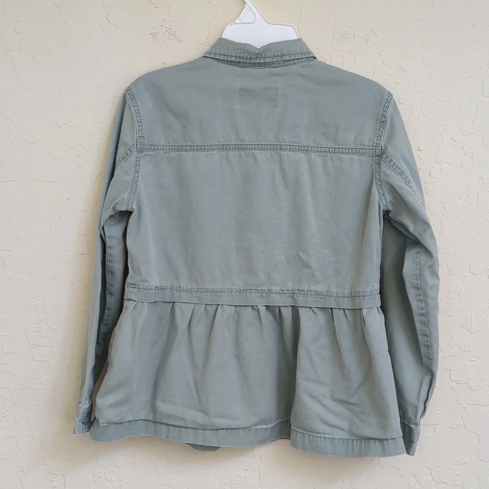 Gymboree Green Cotton Peplum Utility Jacket Size Large 10-12